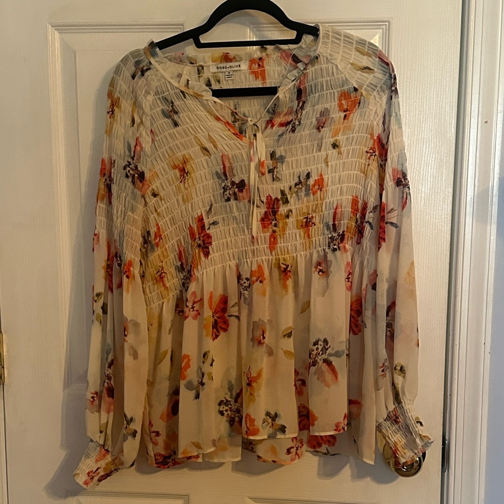 Rose & Olive Floral Sheer Blouse
